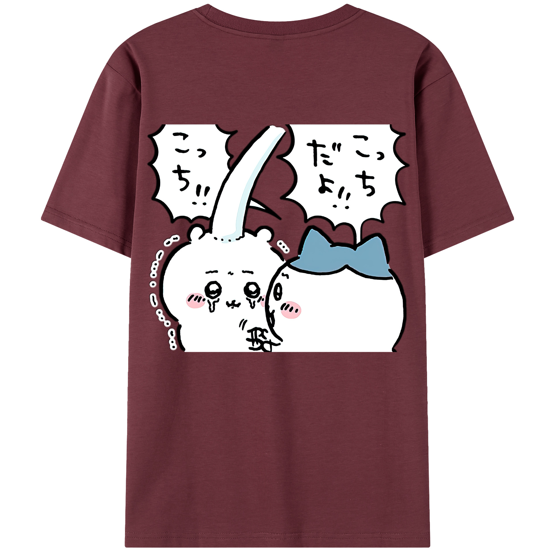 （画像用） ちいかわ ハチワレ Chii-kawa hachiware 綿100％半袖Tシャツ（背面プリント）